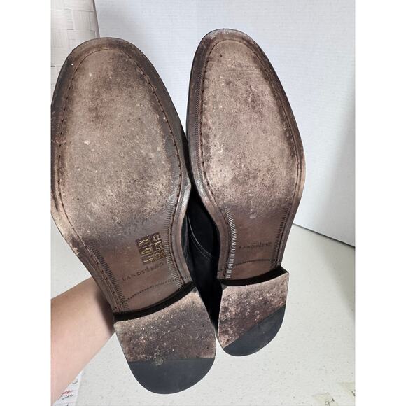 "LANDS END" Leather Black Buckle Shoe Size 10 Slip On Dress Shoes Mens - Picture 8 of 10